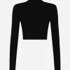 Cropped turtle-neck top