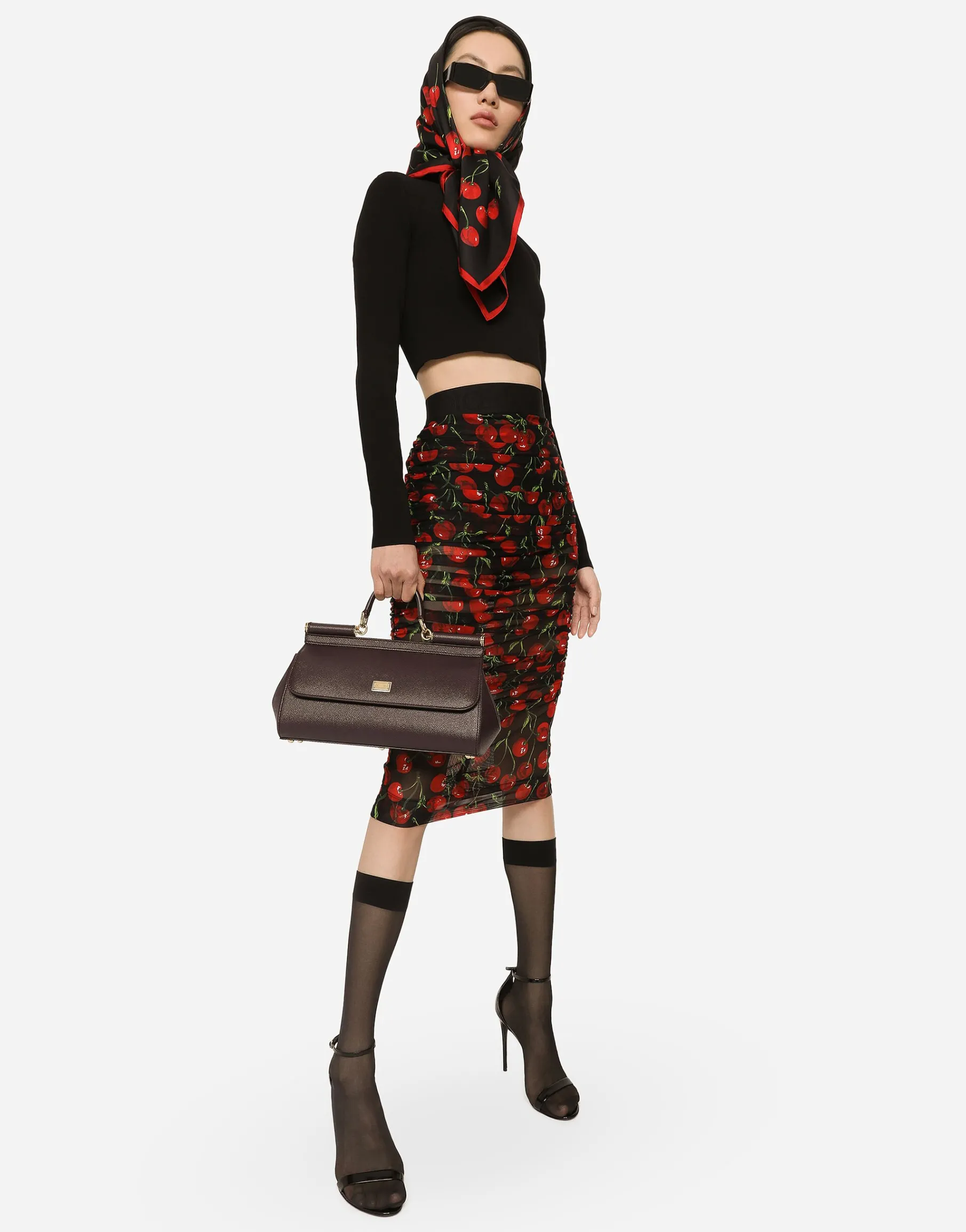 Cropped turtle-neck top