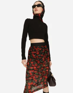 Cropped turtle-neck top