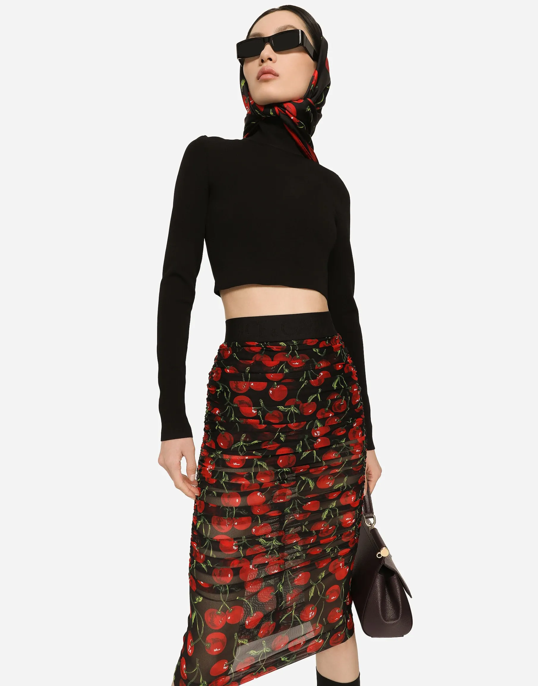 Cropped turtle-neck top