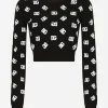 Cropped viscose jacquard sweater with DG logo