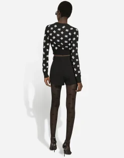 Cropped viscose jacquard sweater with DG logo