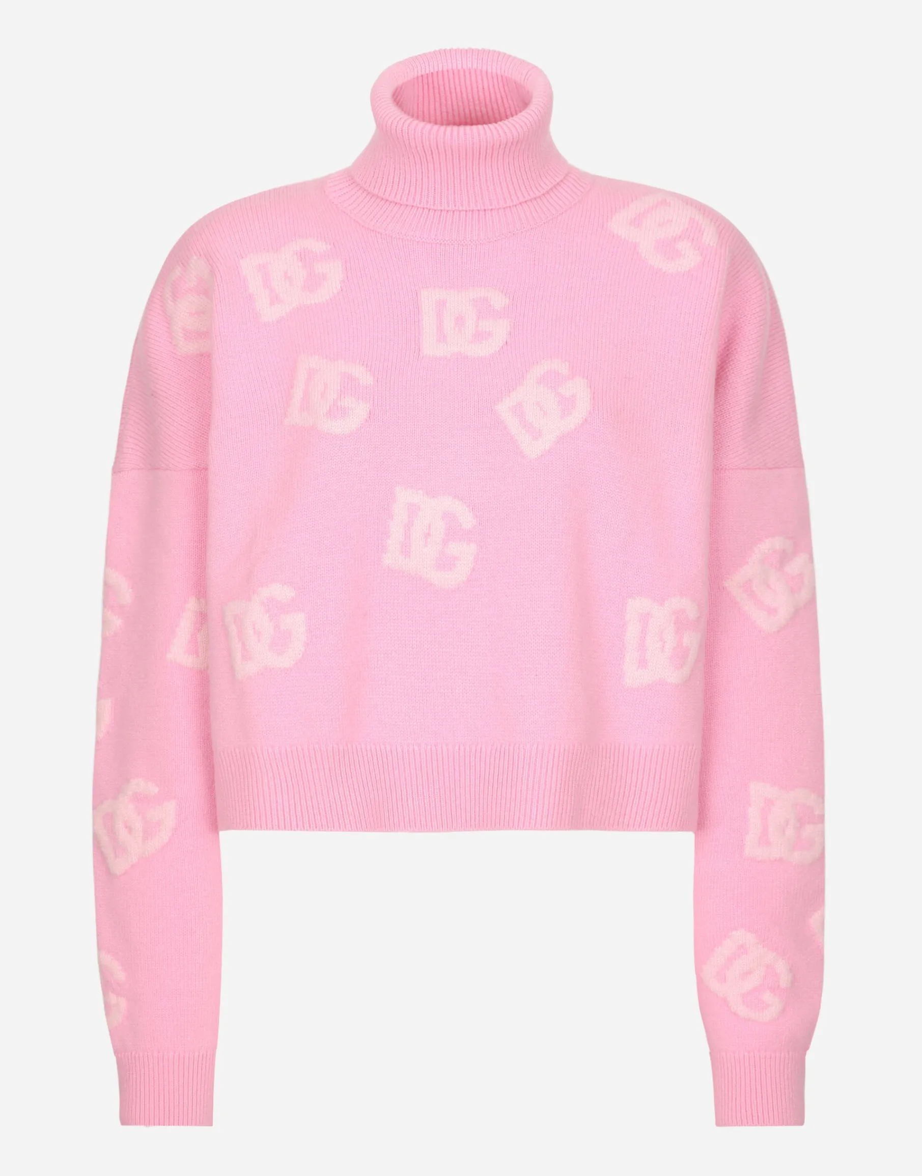 Cropped wool sweater with DG logo inlay