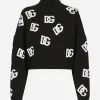 Cropped wool sweater with DG logo inlay