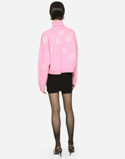 Cropped wool sweater with DG logo inlay