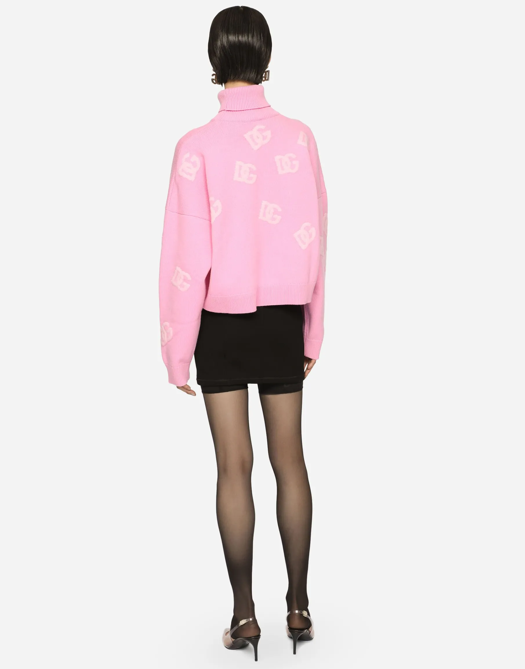 Cropped wool sweater with DG logo inlay