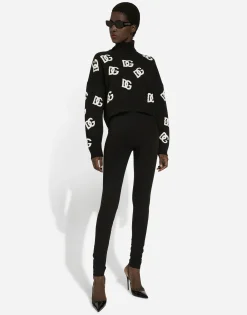 Cropped wool sweater with DG logo inlay