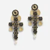 Cross earrings with sapphires and medallions