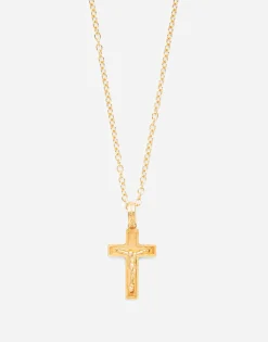 Cross pendant on yellow gold chain