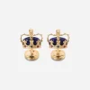 Crown yellow gold cufflinks with lapis lazzuli