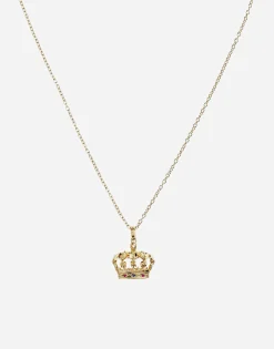 Crown yellow gold pendant