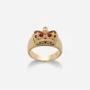 Crown yellow gold ring with red jasper on the inside
