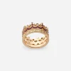 Crown yellow gold ring with burgundy enamel crown and diamonds