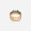 Crown yellow gold ring with blue enamel crown and diamonds