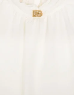 Crêpe de chine blouse with DG logo