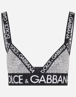 Crystal mesh triangle bra