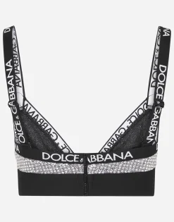 Crystal mesh triangle bra