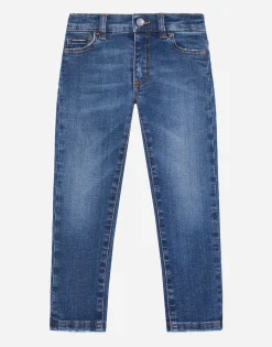 Dark blue slim-fit stretch jeans