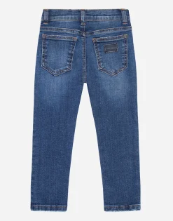 Dark blue slim-fit stretch jeans