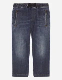 Dark blue stretch denim jeans