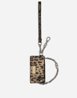 Dauphine calfskin card holder with leopard print
