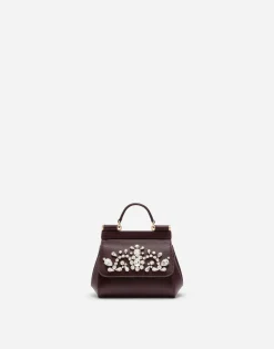 Dauphine calfskin Sicily mini bag with rhinestone embellishement