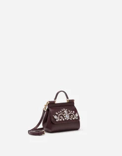 Dauphine calfskin Sicily mini bag with rhinestone embellishement