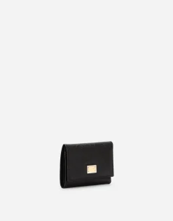 Dauphine calfskin wallet with branded tag