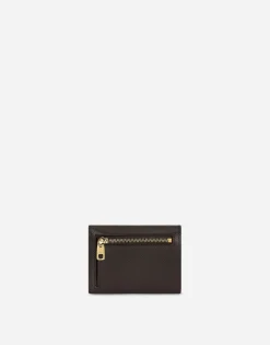 Dauphine calfskin wallet with branded tag