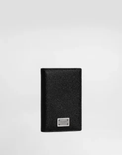 Dauphine-print calfskin bifold card holder