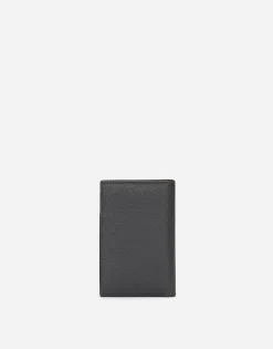 Dauphine-print calfskin bifold card holder