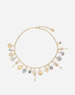 D.D. necklace in yellow 18kt gold with antique ceramic miniatures