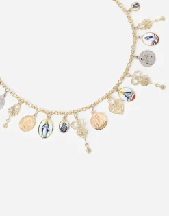 D.D. necklace in yellow 18kt gold with antique ceramic miniatures