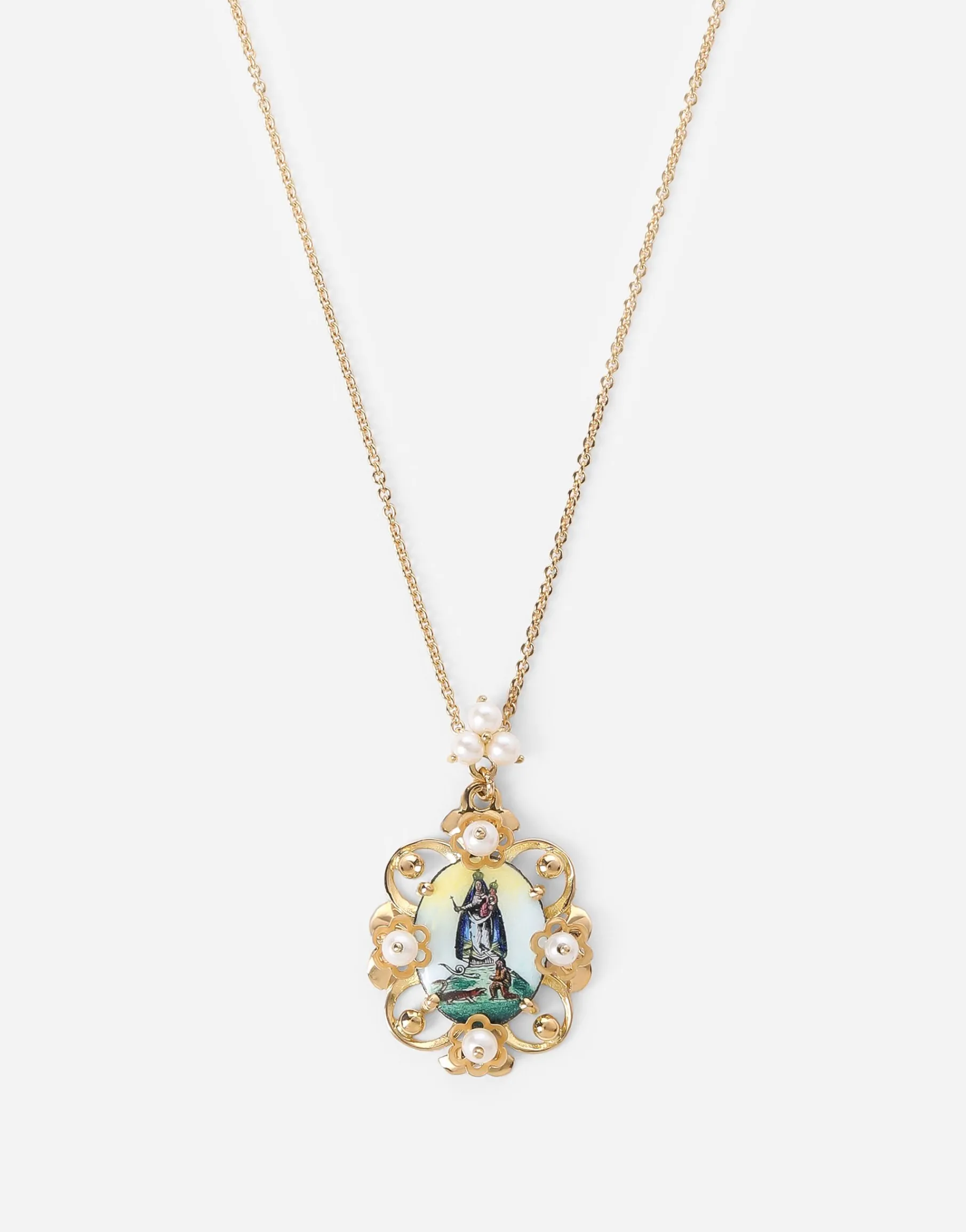 D.D. pendant in yellow 18kt gold and antique cheramic miniature