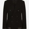Deconstructed wool gauze double-breasted jacket