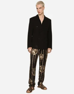 Deconstructed wool gauze double-breasted jacket