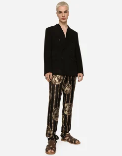 Deconstructed wool gauze double-breasted jacket