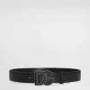 Deerskin-print calfskin belt with logo print
