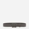 Deerskin-print calfskin belt with logo print