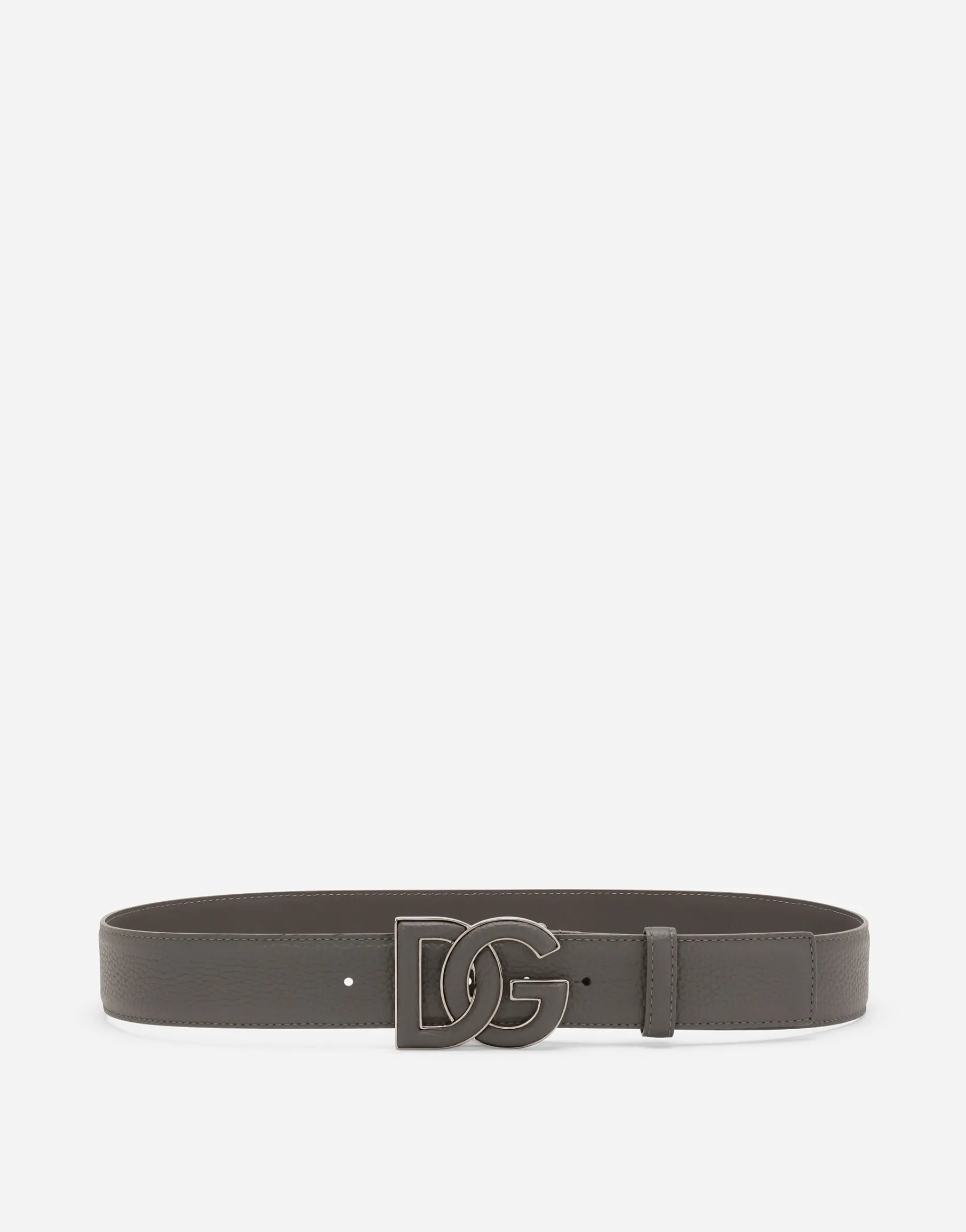 Deerskin-print calfskin belt with logo print