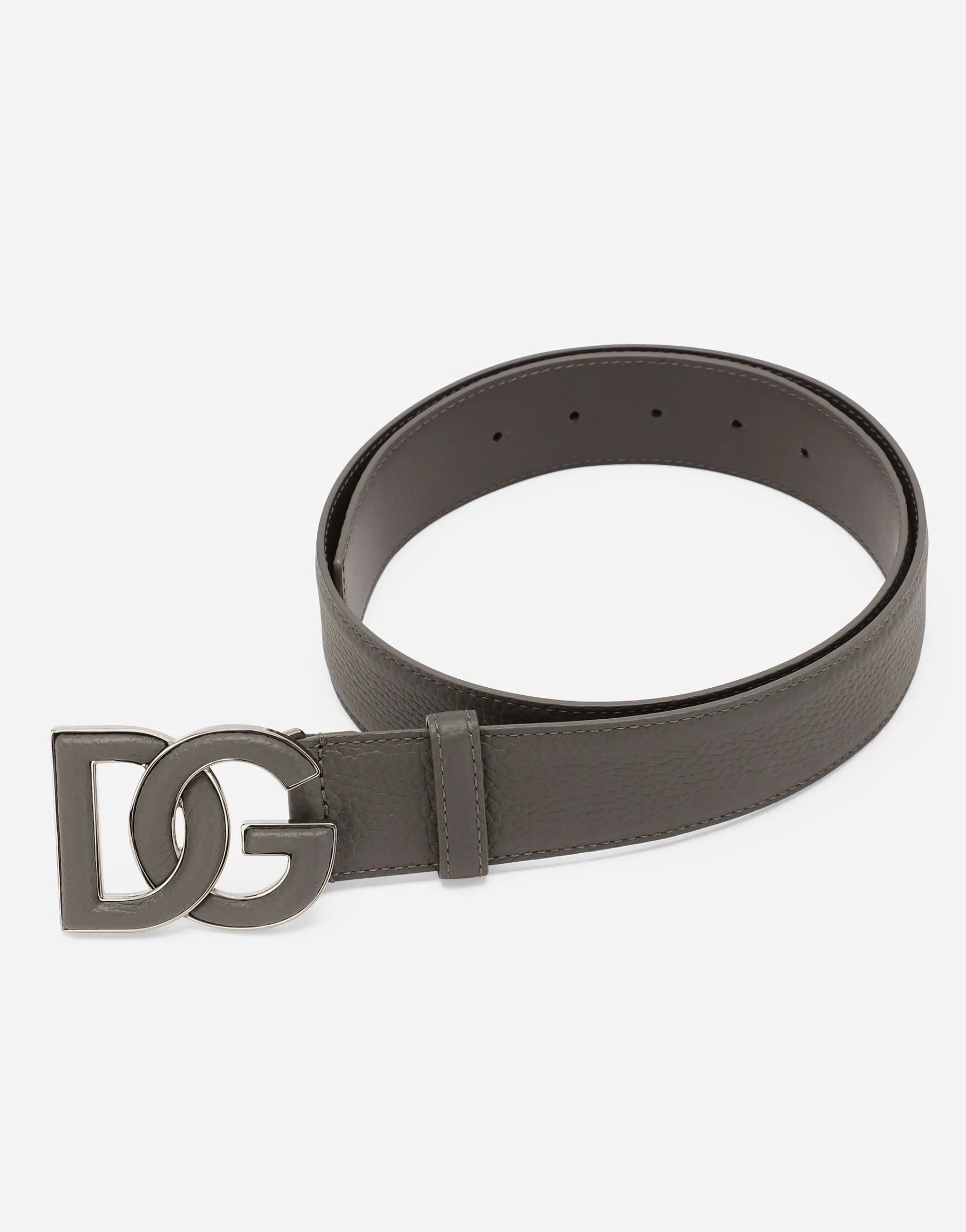 Deerskin-print calfskin belt with logo print