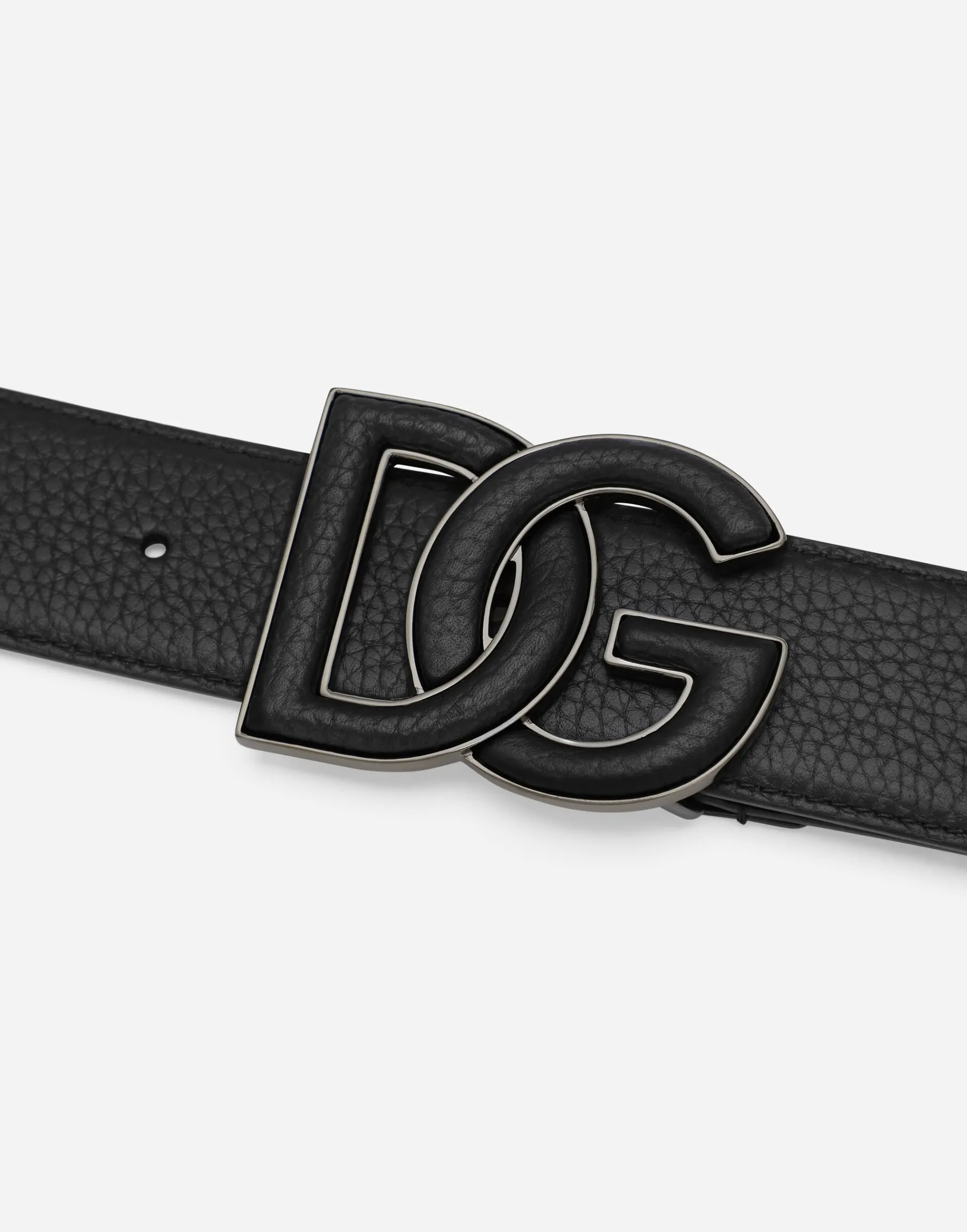 Deerskin-print calfskin belt with logo print