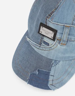 Denim baseball cap with logo tag