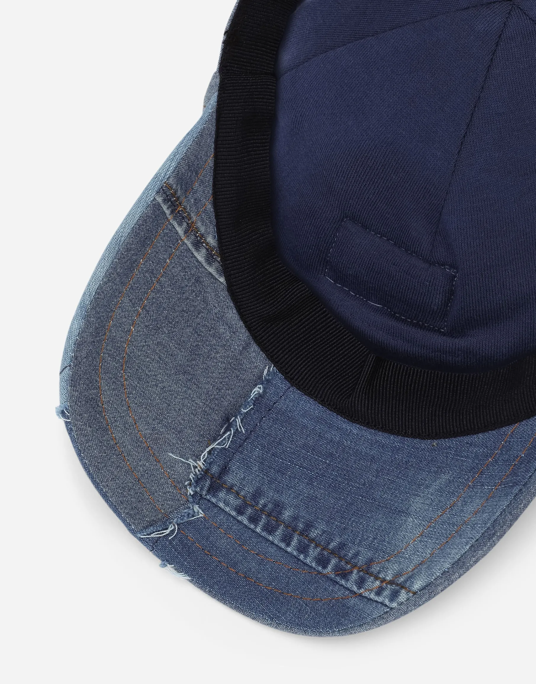 Denim baseball cap with logo tag