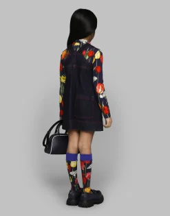 Denim dress with branded tag
