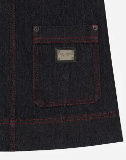 Denim dress with branded tag