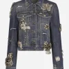 Denim jacket with rhinestone details