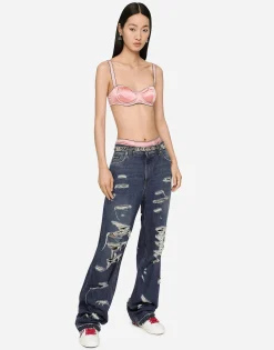 Denim jeans with rips
