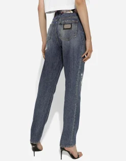 Denim jeans with rips
