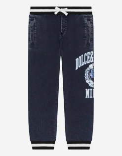 Denim jogging pants with Dolce&Gabbana logo